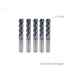 5 Pack 4 Flute 1/2" Variable Helix Carbide End Mill .030 Radius Tialn Coated