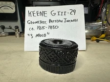 Keene GIII-29 3 Mold Geometric Pattern Inkwell! 1815-1830-ish. Olive Green.