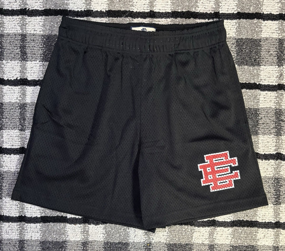 Eric Emanuel Shorts Size Small Black with Red/White Logo Brand New