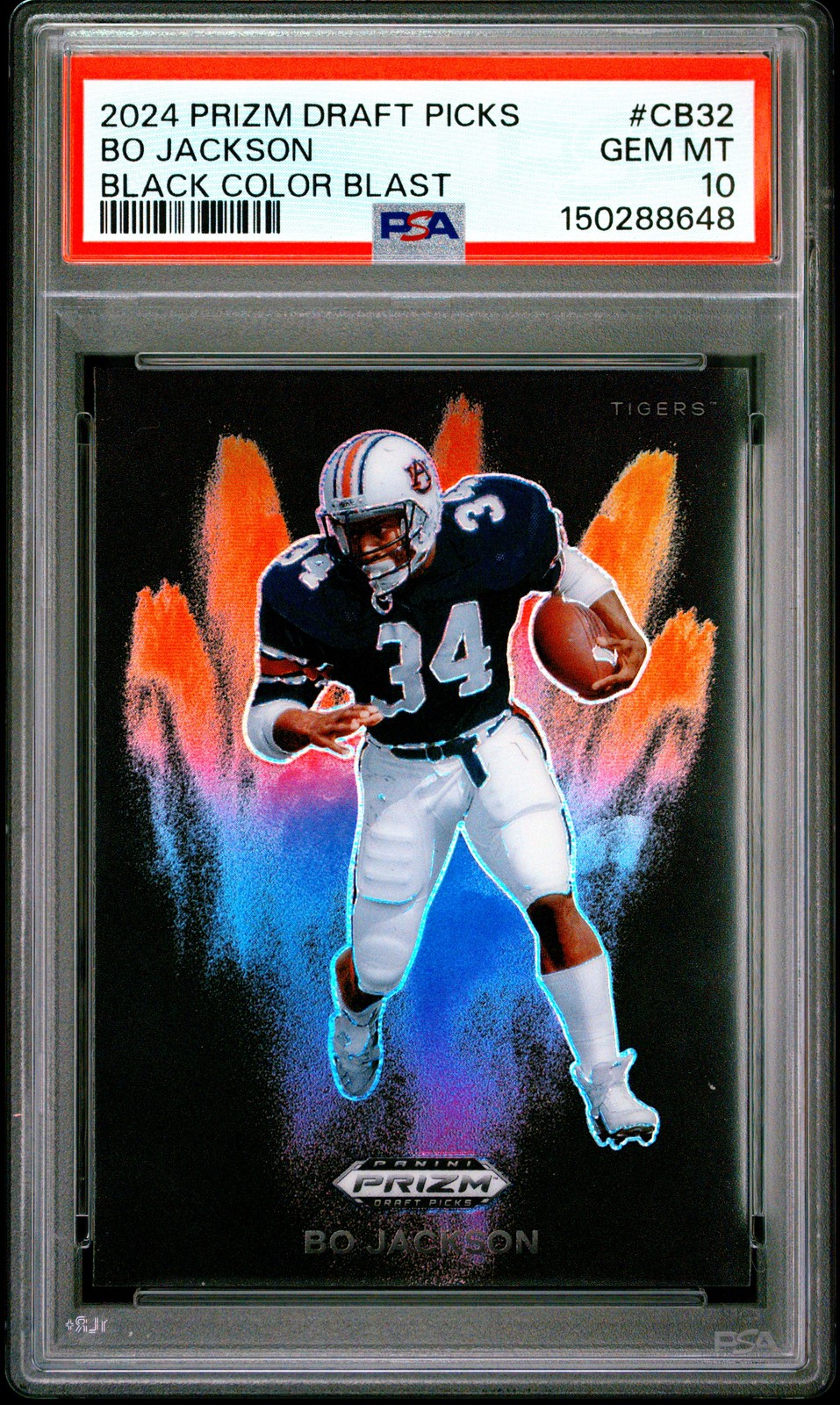 2024 PANINI PRIZM DRAFT PICKS BLACK COLOR BLAST #CB32 BO JACKSON PSA 10