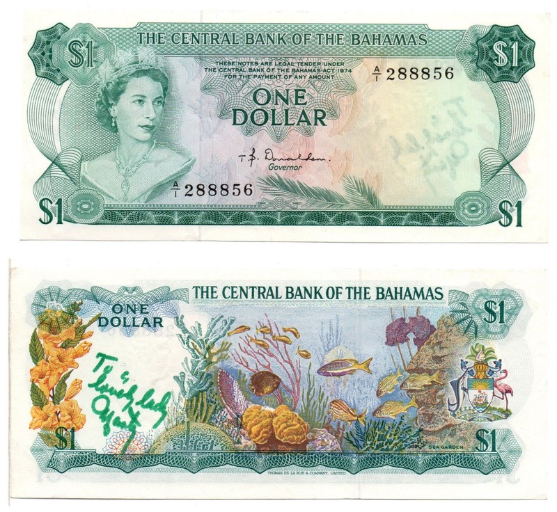 BAHAMAS 1 Dollar (QEII) 1974, Pick 35a, Extra Fine