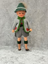 Vintage Swiss Alpine Boy Celluloid Doll in Traditional Outfit Unbranded 6.5"