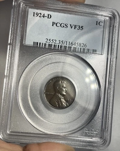 1924-D LINCOLN WHEAT CENT GRADED PCGS VF35