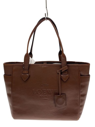 LOEWE handbag leather Brown Used