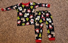 Carters Unisex Christmas Pajamas Santa Polar Bears Reindeer Sz 12mo.  bxE 