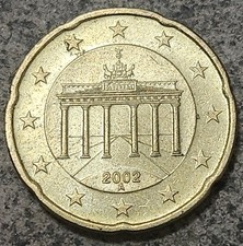 EUROPEAN UNION (GERMANY) 🇪🇺 / 🇩🇪 TWENTY EURO CENTS COIN 2002 A (BERLIN MINT)