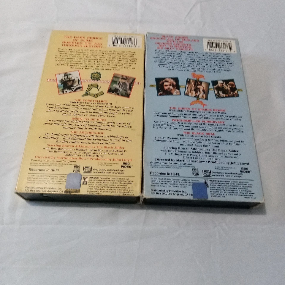 The Black Adder 1 Pt 1 and 2 VHS Rowan Atkinson BBC Comedy CBS Fox Video  - Image 2 of 3