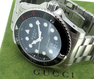 GUCCI 136.2 Dive XL Black Dial Stainless Steel Men's Quartz Watch