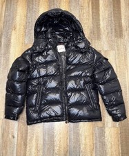 Moncler Kids Black Hooded Down Nylon Zip Puffer Jacket Size 4 XL