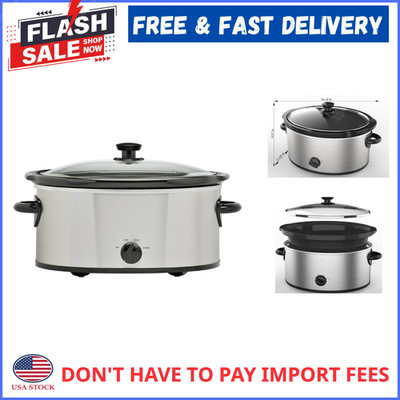 Mainstays 6 Quart Oval Slow Cooker with Stainless Steel Finish and Glass Lid