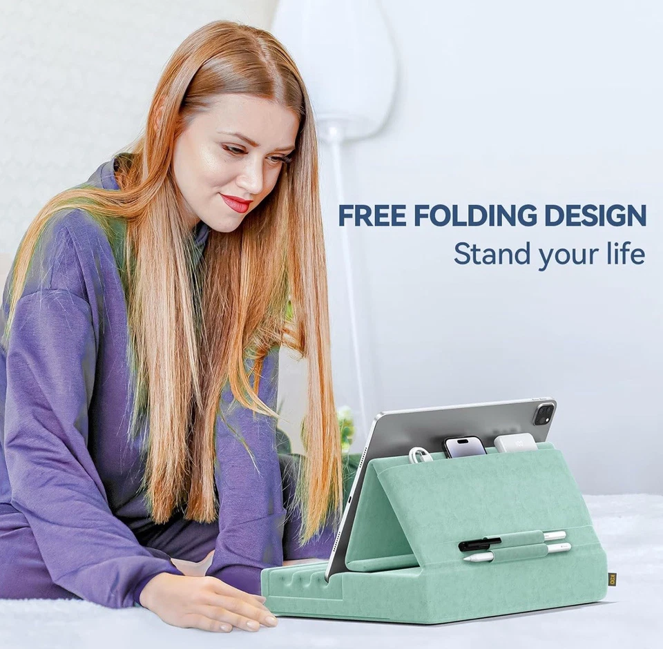 Tablet Pillow Lap Holder Foldable Stand Soft Pad Dock Multiple Viewing Angles - Image 3 of 4