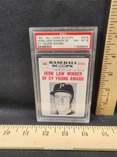 1961 NU-Card Scoops Vern Law Cy Young Winner Graded PSA 8 High Grade Set Break