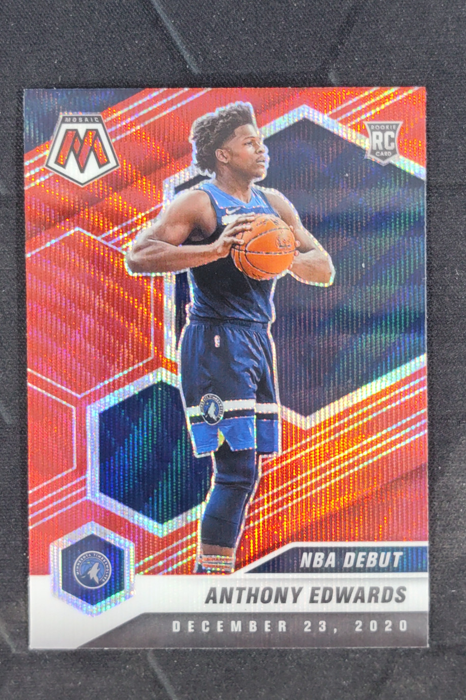 2020-21 Panini Mosaic Anthony Edwards NBA Debut Red Wave Prizm RC #261
