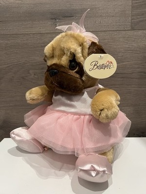 Bestever Pug Puppy Dog In Pink Ballerina Tutu Plush Stuffed Animal w/Tag 10 