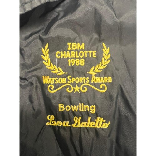 Veste d'entraîneur de bowling homme vintage années 80 IBM Charlotte 1988 L coupe vent fabriquée aux USA - Photo 2/13