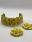 Vintage costume, jewelry set Yellow flower cluster unsigned Possibly Coro