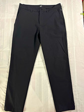 Men  s Black Dress Pants Slim Straight Flat Front Knit Polyester Pockets 32W