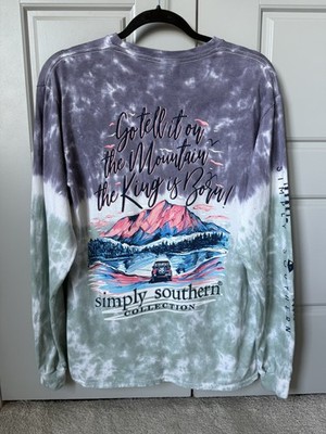 NEW Simply Southern Shirt Tell Mountains Tie Dye Purple Green Pink Jeep Medium