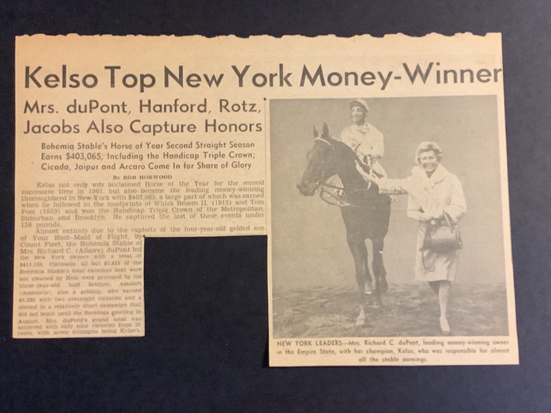 KELSO Original 1961 Daily Racing Form Clipping Horse Racing 1961 Top Money Winne