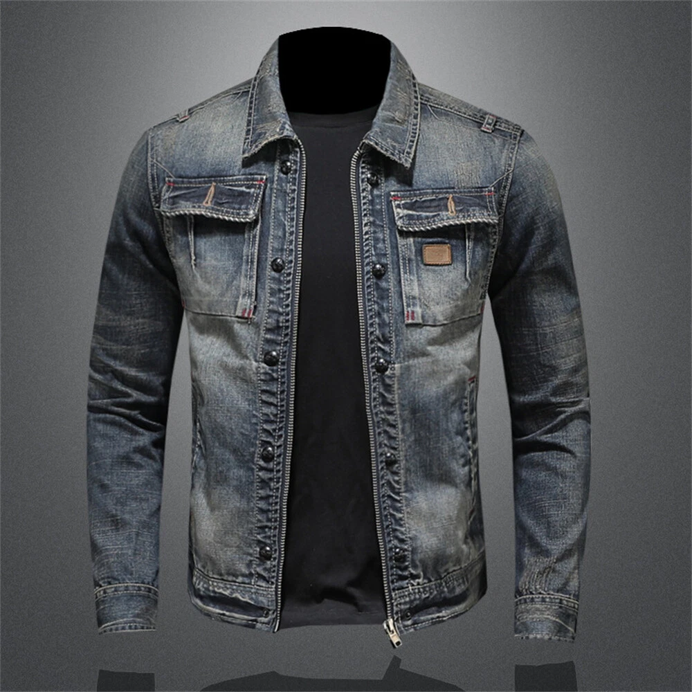 Men's Denim Jean Jacket Leisure Coat Casual Slim Fit Jackets Tops New