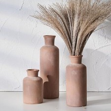 Ceramic Rustic Farmhouse Vase,Terracotta Vases for Decor,Vase Set of 3