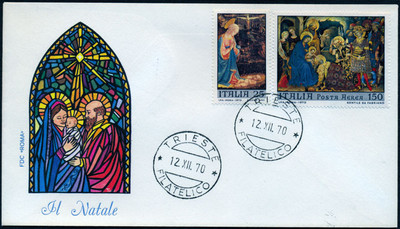 REP. IT. 1970 BUSTA F.D.C. 1. TAG EM. WEIHNACHTEN KOMPLETTE SERIE