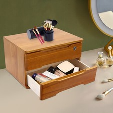 Wood Multi-Layer Desktop Organizer with Lockable Drawers for Jewelry Storage