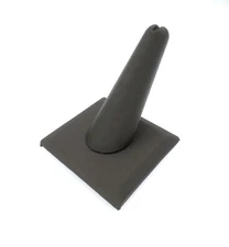 Gray Faux Leather Single Ring Jewelry Display Holder Showcase One Finger Stand