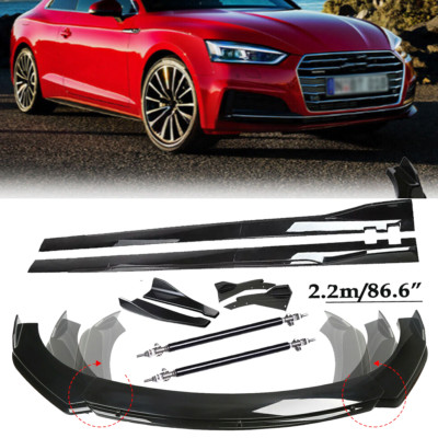 Front Bumper Lip Splitter Spoiler Side Skirt Strut Rod For Audi A3 A5 A6 A7 A8