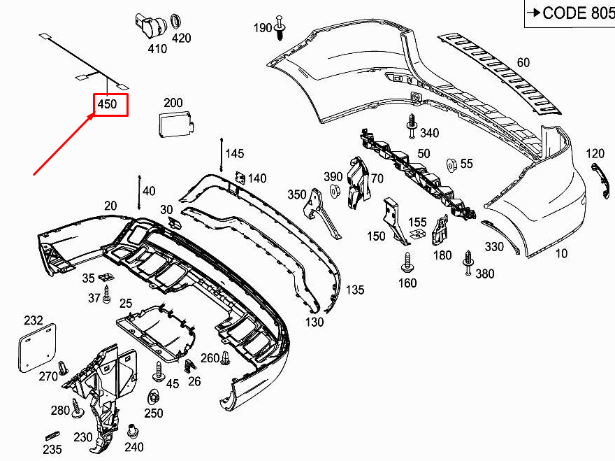 Neu MERCEDES-BENZ M W166 Verkabelung für Einparkhilfe hinten A1664403837