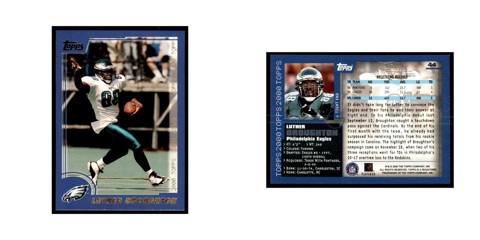 Luther Broughton 2000 Topps #44 Football Cards Football Card NM - Image 3 of 3