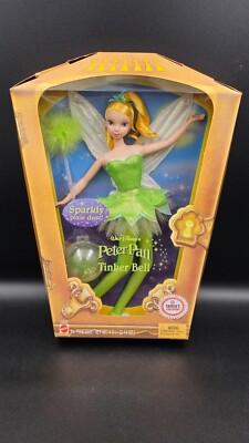 Disney Peter Pan TINKER BELL Fairy Barbie Doll Sparkly Pixie Dust Wand EXCLUSIVE