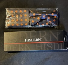 Bow Ties for Men polka dot Pre-Tied Bow Tie and Pocket Square Set orange blue