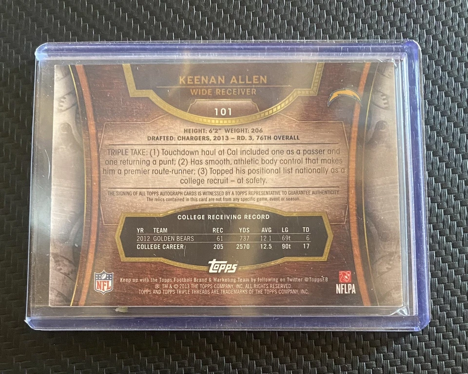 Keenan Allen 2013 Triple Threads Rookie RC Auto Jersey Patch SSP /50 Chargers - Image 2 of 2
