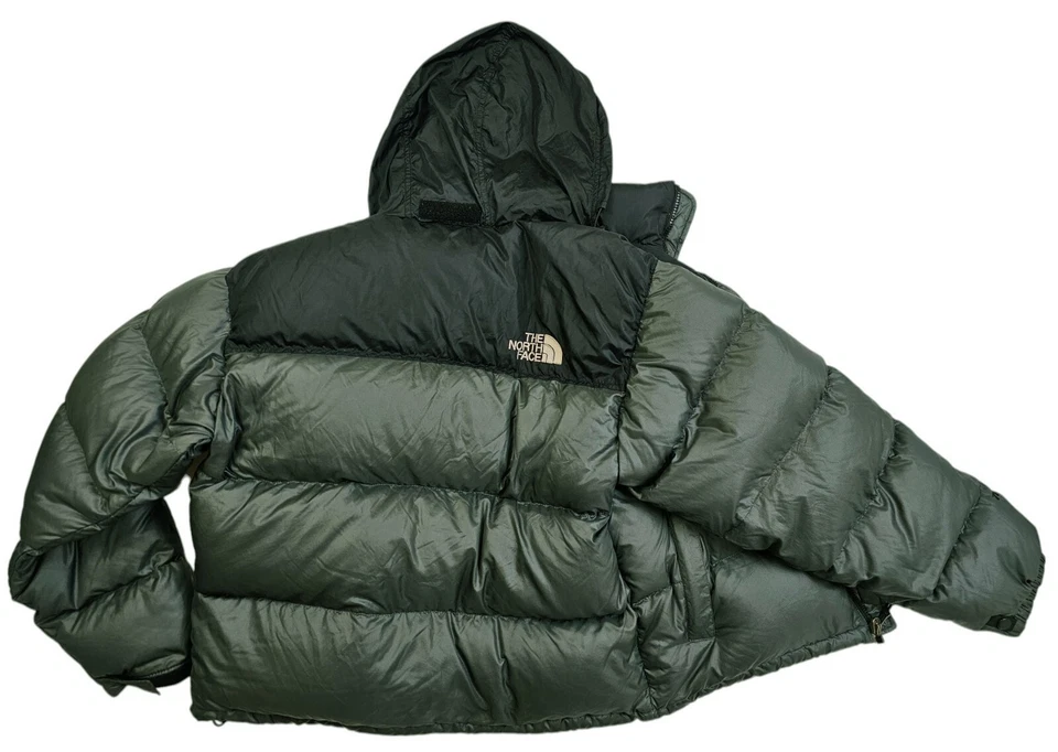 HOT VTG Men's THE NORTH FACE @ 700 NUPTSE DOWN HOODED PUFFER GRAY BLACK Jacket M - Image 4 of 4