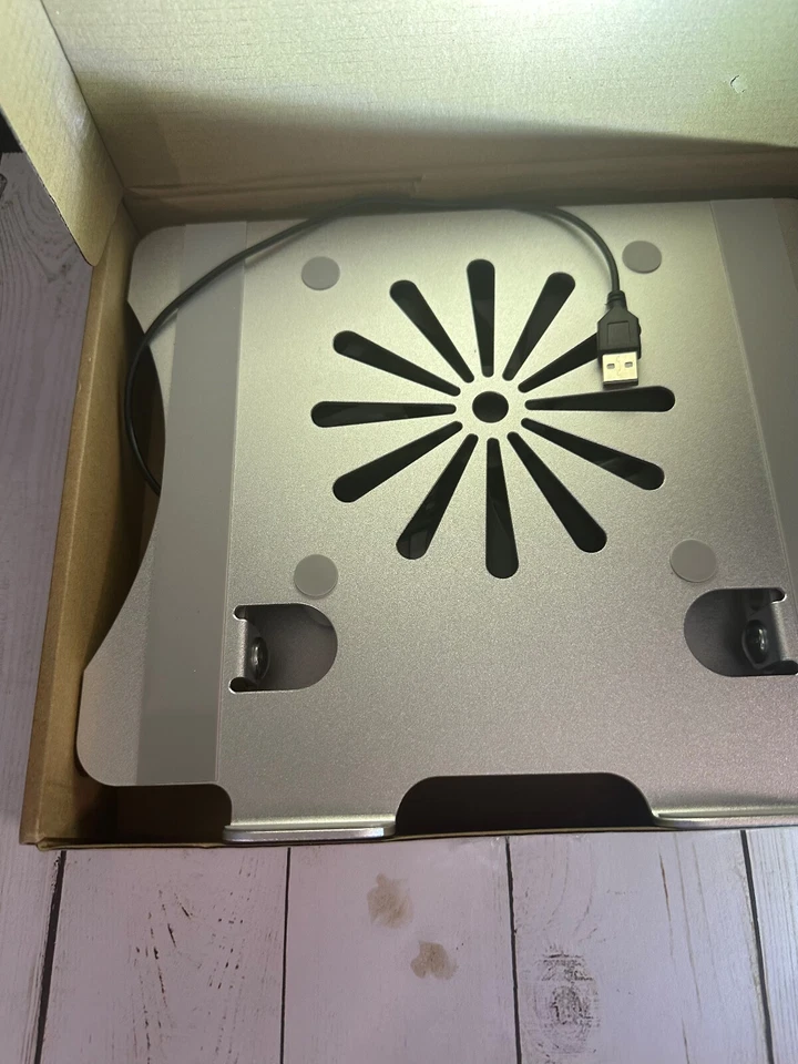 Регулируемая подставка для ноутбука с охлаждающим вентилятором, алюминиевый сплав многоугольный компьютер H - Изображение 2 из 3