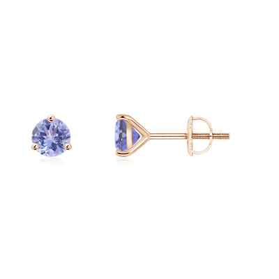 ANGARA natürliche 0,5 kt AA-Qualität runde Tansanit Ohrstecker in 14 K massiv Gold
