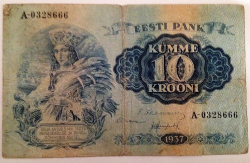 Banconota Estonia da 10 krooni del 1937