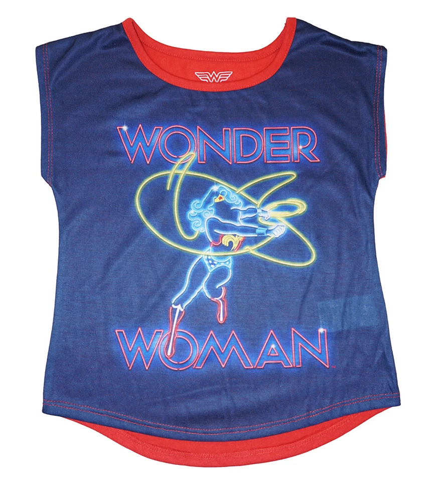 Conjunto de pijama capri de 2 piezas para niñas pequeñas/grandes Wonder Woman talla 4/5 6/6X 7/8 10/12 Foto 2 de 4