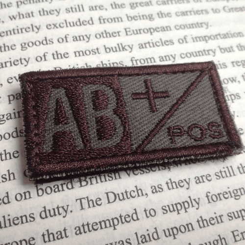 Military Blood Type AB+ Positive Tactical Army Embroidered Patch PATCHES - Picture 3 of 5