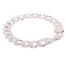 925 Sterling Silver Solid Cuban Link Bracelet 13mm 8" 51.5grams