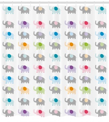 Kids Cartoon Shower Curtain Fabric Bathroom Decor Set with Hooks 4 Sizes