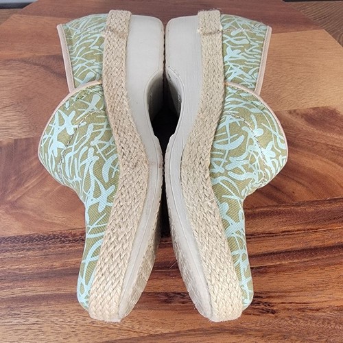 Dansko Victoria Canvas Green Espadrilles Clogs Comfy Work Shoes Size 38 Fabric - Picture 5 of 16