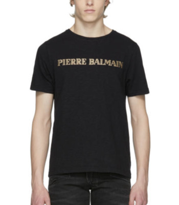 PIERRE BALMAIN MENS ICONIC TOP LOGOSHIRT GOLD LOGO SHIRT KURZARM T-SHIRT 48 M 