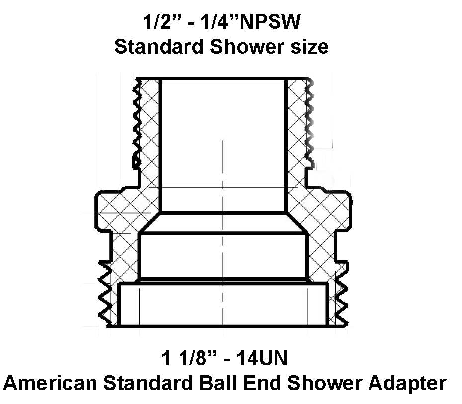 American Standard Ball End Shower Arm Adapter for BallJoint, BallEnd