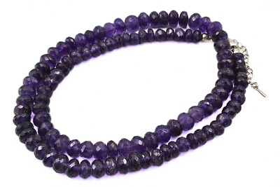 #ad Gorgeous MGI Signed Sterling Silver Rondelle Cut Amethyst HSN Necklace $75.00