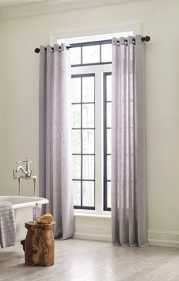 Set of 2 Allen + Roth 84-in Grommet Top Curtains, Solid Gray Color - 2 ...