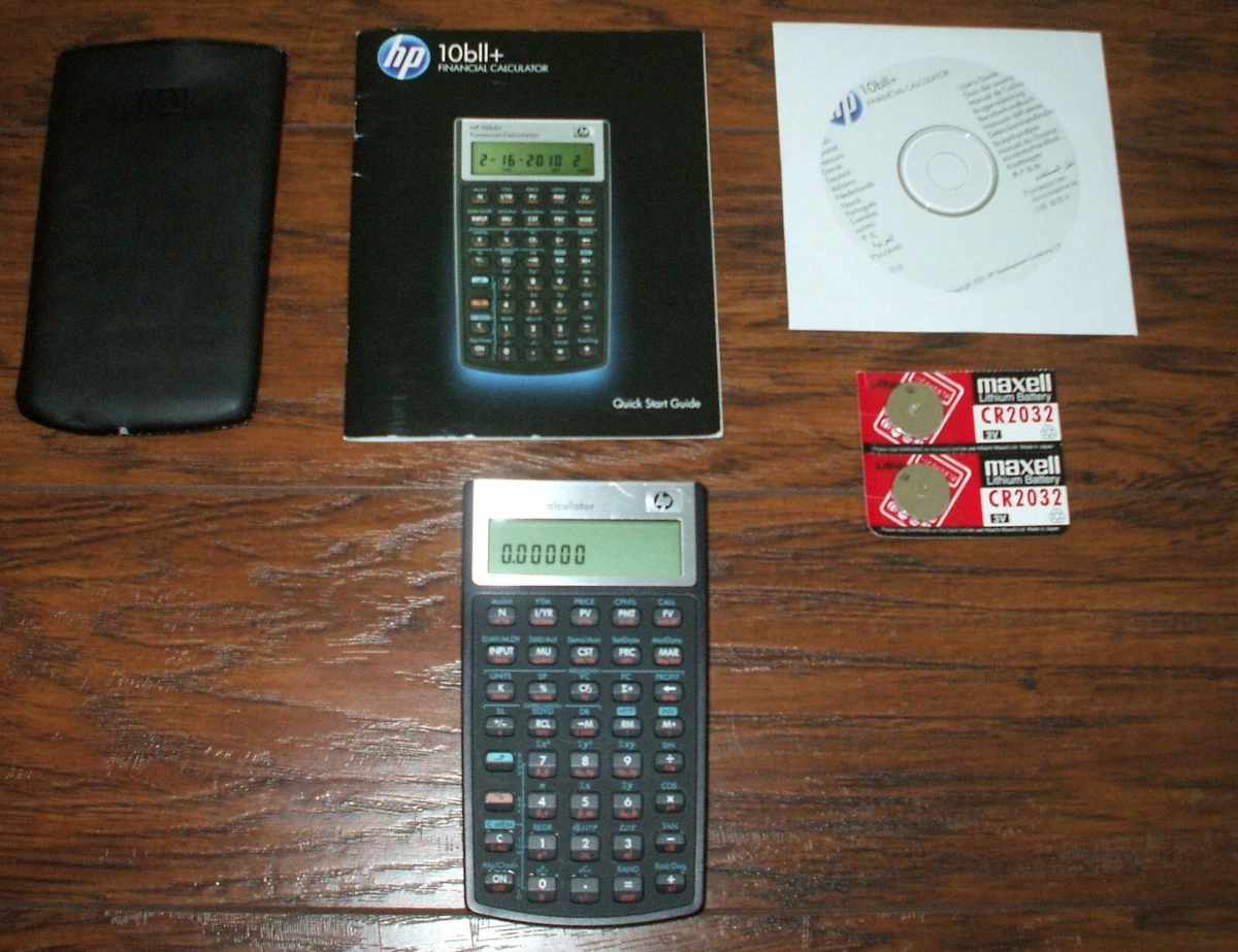Hp 10bII Financial Calculator w Black Sleeve Manual CD and