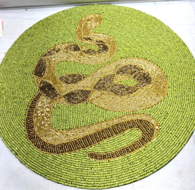 Beaded Placemat With Lime Green Gold Snake Charger New 15'' India