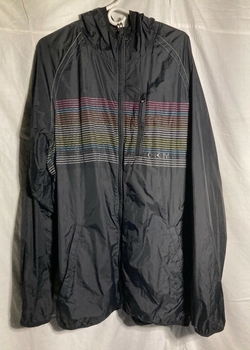 Vintage Oakley Nylon Lined Windbreaker Hooded Zip Jacket Men